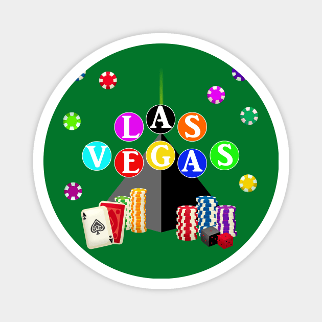 Las Vegas Pyramid and Poker Chips Magnet by Gravityx9